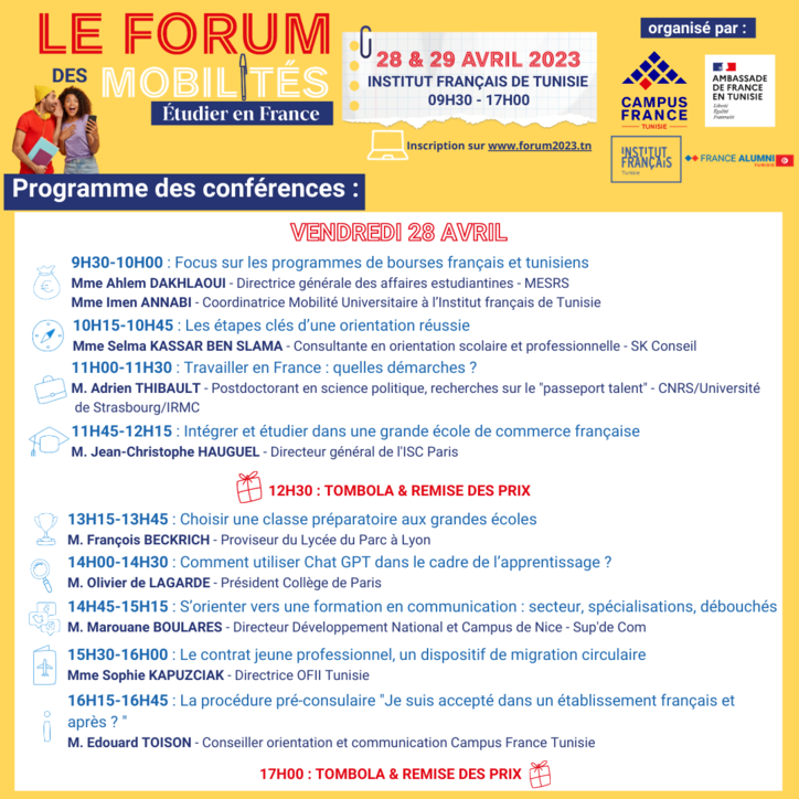 Programme des conférences J1